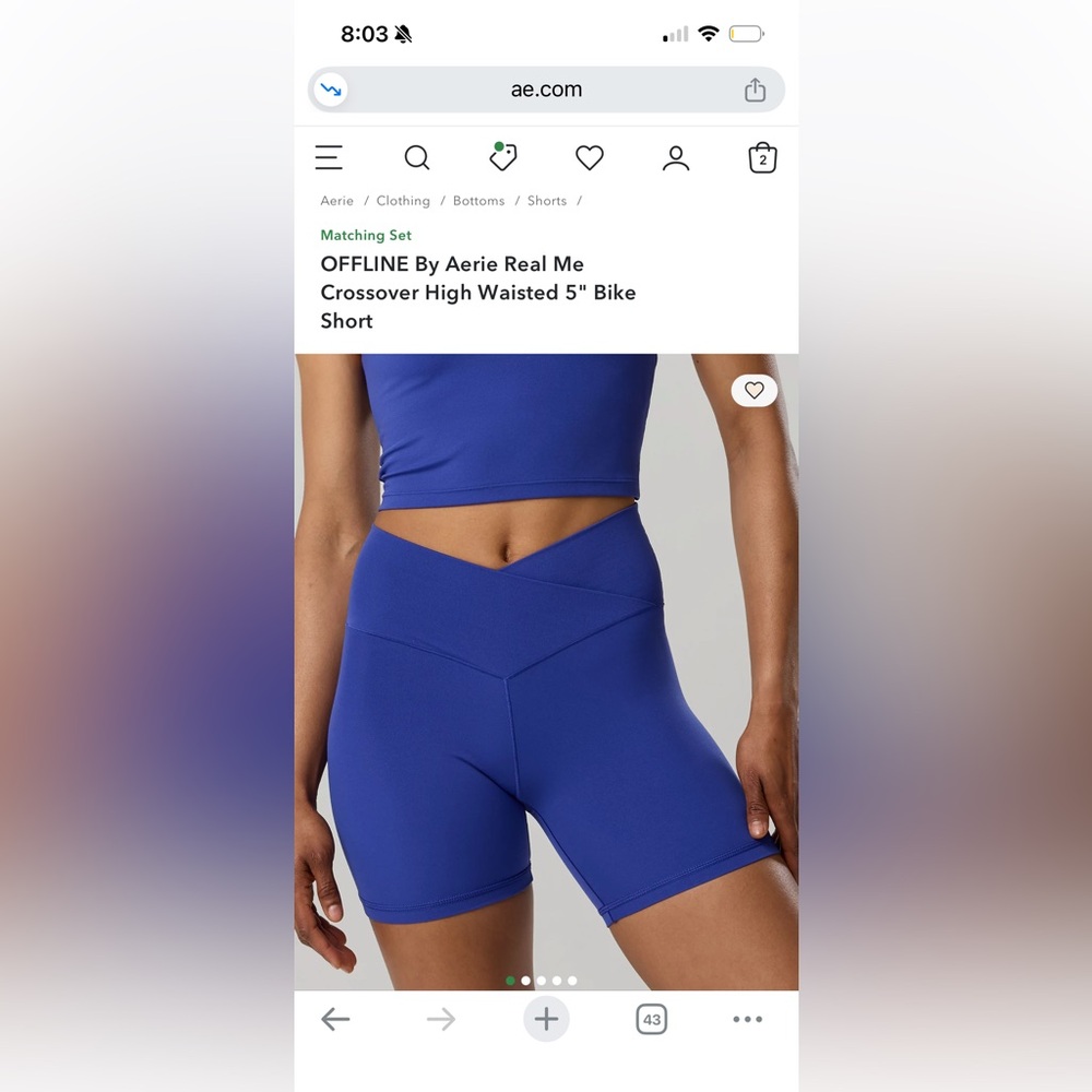 Aerie Real Me High-Waisted 5" Crossover Bike Shorts - Royal Blue